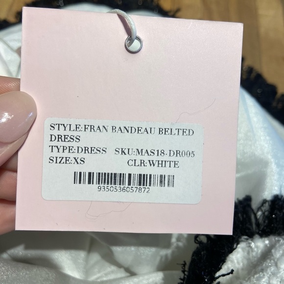 Meshki White Tweed Dress with Belt - Picture 9 of 9